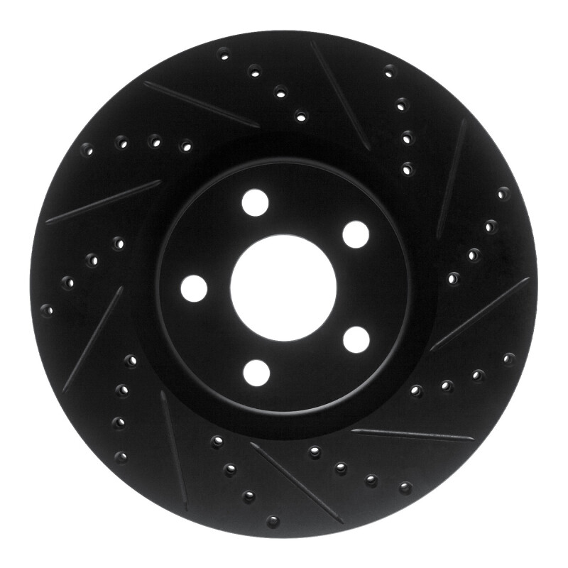 Lincoln MKZ Brake Rotor (1) - Front Right - R1 Concepts - Drilled & Slotted - Black - `17-`20